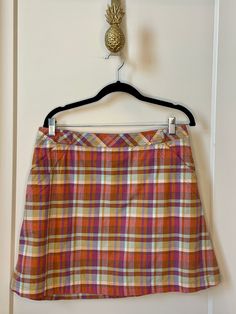 Condition: preowned, vintage  Brand: Pendleton  Size: size 12 petite, keep in mind label sizes are vintage and suggest double checking exact measurements in images Closure: zipper, button, clasp  Details: vintage, plaid, front pockets, lightweight, no slip layer, belt loops  ✨Please keep in mind items are sold as-is and most are pre-loved. This means there may be signs of gentle wear. All noticeable flaws will be noted in the description and highlighted in images. Please double check all measurements and for possible flaws in photos and description prior to purchase as all sales are final (with exceptions to shipping damages etc). Please feel free to inquire for additional photos or measurements as needed before purchasing. Will consider all reasonable offers, and feel free to check out Ge Retro Fitted Cotton Skort, Retro Cotton Skort, Retro Multicolor Cotton Skort, Vintage Style Fitted Cotton Skort, Black A Line Skirt, Couch Fabric, Tartan Skirt, Skirt Y2k, Denim Capris