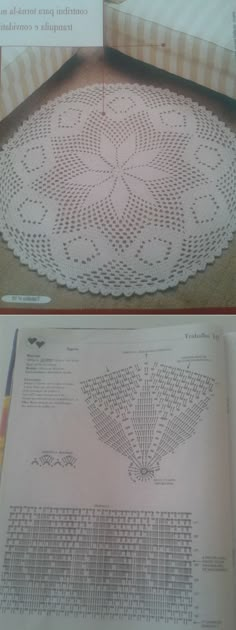 two pictures of doily on top of an open book