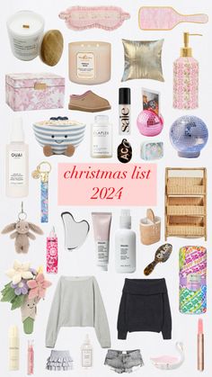 the christmas list is filled with products and gifts