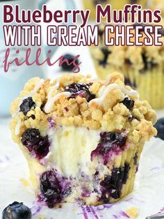 blueberry muffins with cream cheese filling