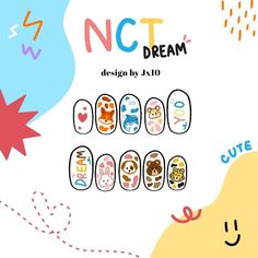 Exo Nails Designs, Nct Dream Nails Designs, Nail Art Nct Dream, Kpop Nail Art Nct, Nail Art Nct, Nct Dream Nails, Nct Inspired Nails, Nct Nails Designs, Nct Nails