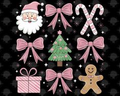 christmas clipart with candy canes, gingerbread and santa