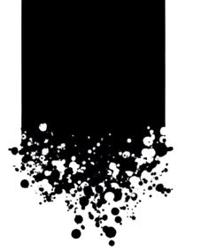 black and white ink splattered on the bottom of a square with an area for text