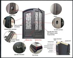 the parts of a metal door with pictures and description on it, including instructions for different types of doors