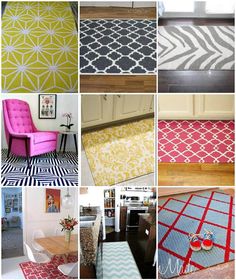 many different types of rugs and chairs