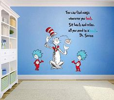 the cat in the hat wall decals are on display