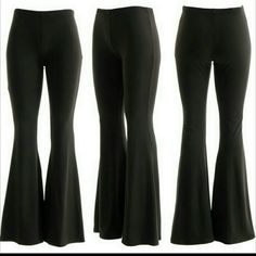 I Love These Pants! So Versatile, Silky Material, Comfortable, Pull On Style, Fashionable, On Trend And Easy To Wear! Look Great With Flats, Boots, Heels And Slip Ons! Wear It Easily With A Long Oversized Top Or More Structured Top; Even With A Jacket! 92%Polyester 8%Spandex Easy Care - Machine Wash 2x Measures 17" Unstretched 22" Stretched When Laying Flat, Bell Bottom Is 17" Wide Inseam 36", Long And Flowy! All Measurements Are Approximate Made In Usa! Shop With Confidence From A Top Rated Sel Casual High Waist Yoga Pants For Night Out, Casual Wide Leg Leggings For Night Out, Casual Stretch Wide Leg Pants For Night Out, 5 Besties, Flare Pants Outfits, Striped Flare Pants, Petite Dress Pants, Fashion Nova Plus Size, Green Dress Pants