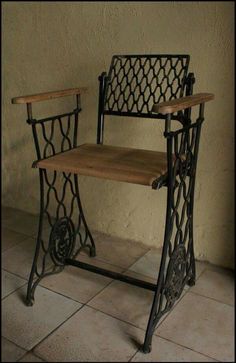 two chairs sitting next to each other on a tile floor