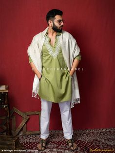 Green Uman Cotton Chikankari Men's Kurta ,Chikankari Men's Kurta in Cotton Fabric For Men Kurta Designs Men's, Stylish Boy Clothes, Indian Traditional Wear, Mens Kurta Pajama, Collar Kurta, Boys Kurta Design, Kurta Pajama Men, Stylish Boy, Men Kurta