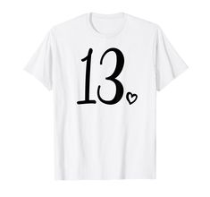 PRICES MAY VARY. Age 13 or number 13 with a heart - The perfect and cute 13th birthday gift for teen girls! Makes a great birthday party outfit or decoration! CLICK ON OUR BRAND NAME ABOVE FOR MORE BIRTHDAY GIFTS & COLORS! Lightweight, Classic fit, Double-needle sleeve and bottom hem 13 Birthday, Birthday Party Outfit, 13th Birthday Gifts, Number 13, Birthday Party Outfits, Birthday Gifts For Teens, 13th Birthday, Old T Shirts, Birthday Gifts For Girls