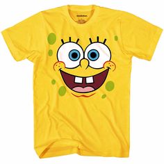 a yellow spongebob t - shirt with big eyes