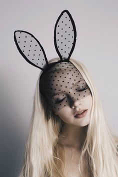 Polka dots Black Ears Costume Accessories For Party, Black Costume Accessories With Ears For Party, Black Party Costume Accessories With Ears, Novelty Bunny Ears Costume Accessories For Party, Novelty Bunny Ears For Party Costume Accessories, Fun Black Party Costume Accessories, Fun Black Costume Accessories For Party, Bunny Mask, Editorial Photoshoot