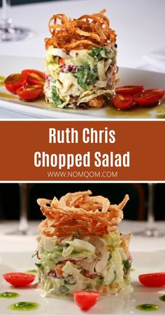 a plate with some food on it and the words ruth christ chopped salad above it