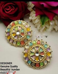 Gold Plated Circle Ear Studs available in 8 different colors. light Blue Multy color Green clear ruby red yellow pink light green Vibrant Multicolor Round Jewelry, Colorful Round Jewelry For Party, Colorful Festival Jewelry, Multicolor Round Earrings For Party, Yellow Earrings For Party And Festivals, Rainbow Round Earrings For Party, Bollywood Style, Indian Bollywood, Studs Earrings