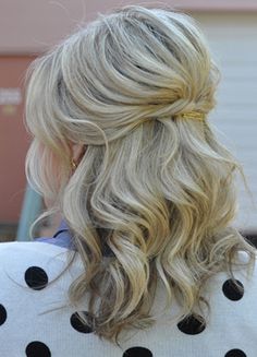 half-up medium-length hair - Google Search Wedding Hairstyles For Medium Hair, Mid Length Hair, Half Up Hair, Wedding Hair And Makeup, Half Up Half Down