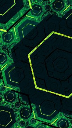 an abstract green and black background with hexagonal shapes