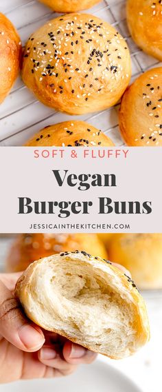 soft and fluffy vegan burger buns with sesame seeds