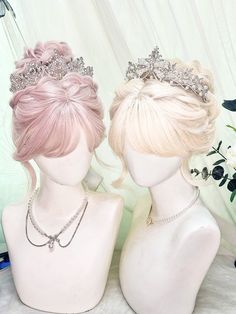 Pink Hair Updo, Hair Style Korea, Hair Sketch, Kawaii Hairstyles, Fantasy Dresses, Fantasy Hair, Bright Hair, Ombre Wigs, Hair Clothes