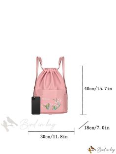 Bird in Bag - New Floral Pattern Foldable Waterproof Lightweight Backpack, School Bag Pink Softback Bag For Outdoor, Casual Softback Waterproof Bags, Pink Bag With Water Bottle Pocket For Outdoor, Pink Bags With Water Bottle Pocket For Outdoor, Pink Outdoor Bags With Water Bottle Pocket, Outdoor Pink Bags With Water Bottle Pocket, Casual Waterproof Backpack Bag, Pink Nylon Gym Bag For Outdoor, Casual Nylon Gym Bag For Daily Use