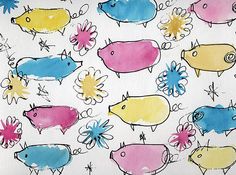 an image of colorful fish on white paper