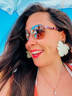 It's no wonder why our Ivory Palm Leaf beaded earrings are a best seller! They are the perfect statement piece for any outfit. Being shockingly lightweight means you can wear them from bottomless brunch until late night cocktails with nothing dragging you down! Bottomless Brunch, Big Earrings, Mirrored Sunglasses Women, Palm Leaf, Palm Leaves