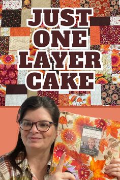 a woman holding up a piece of paper with the words just one layer cake on it