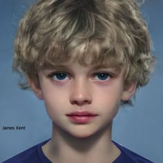 a young boy with blonde hair and blue eyes