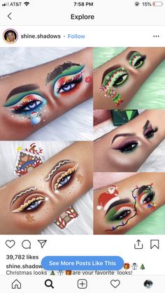 Christmas Looks, Christmas Face Painting, Face Charts, Christmas Makeup Look, Makeup Drawing, Holiday Makeup Looks, Makeup Face Charts