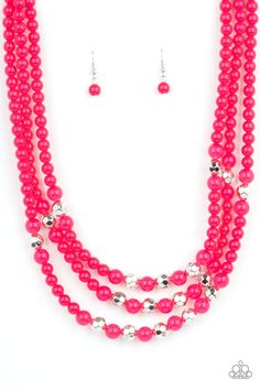 STAYCATION All I Ever Wanted - Pink  Necklaces COMING SOON Pre-Order-Lovelee's Treasures-coming soon Pre-Order,jewelry,layers,necklaces,pink,pink beads,vivacious layers Pink Necklaces, Live Text, All I Ever Wanted, Pink Necklace, Paparazzi Accessories, Pink Beads, Paparazzi Jewelry, Stone Heart, Brass Earrings