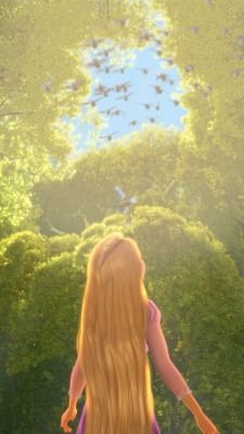 a girl with long red hair walking through a forest in the animated rapp movie rapp