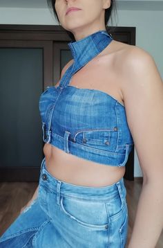 Blue Crop Denim Bustier Denim Corset From Upcycled Jeans - Etsy Bulgaria Dark Wash Fitted Strapless Top, Fitted Dark Wash Strapless Top, Fitted Denim Blue Crop Top, Cropped Denim Corset For Summer, Trendy Fitted Strapless Denim Vest, Fitted Strapless Denim Crop Top, Strapless Fitted Denim Crop Top, Fitted Medium Wash Denim Crop Top, Denim Blue High-waist Fitted Denim Vest