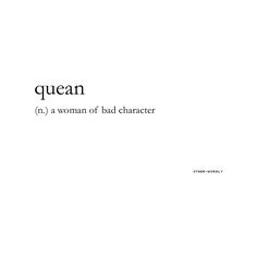 the word queen is written in black and white on a white background with an image of a woman's face