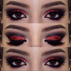 Make Up Yeux, Trucco Smokey Eye, Carnaval Make-up, Cheer Makeup, Devil Makeup, Halloweenský Makeup, Halloween Make-up Looks, Red Halloween, Christmas Eye Makeup