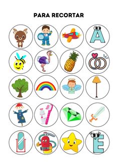 a poster with different types of items in spanish for children to learn and play on