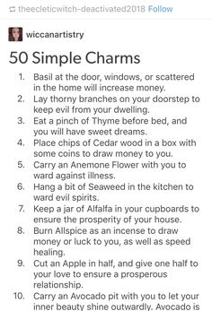 Witch Superstions, Coven Ritual Ideas, Simple Charms, Witchcraft Stuff, Witchcraft Tips, Witch Things, Witchcraft Spells For Beginners, Witch Tips, Witchy Tips