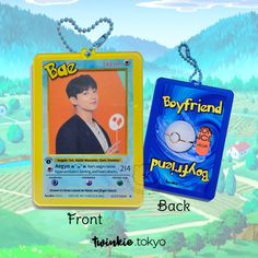 two tags with the same image on them, one has a boyfrind badge