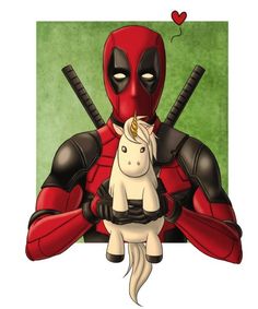 a drawing of a deadpool and a unicorn