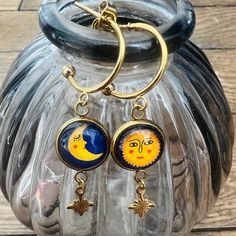 Lovely mismatched sun and moon hoop earrings ♥

PLEASE, NOTE THAT THE STANDARD SHIPPING IS WITHOUT TRACKING (99% safe and reliable). YOU CAN CHOOSE A SHIPPING WITH TRACKING AT CHECKOUT.

→ MEASUREMENTS:

• Cabochon 10 mm / 0.39" inches
• Hoop : 10 mm / 0.39" inches
• Total Length : 35 mm / 1.38" inches

→ MATERIALS: 

• Beautiful pattern made by myself with Procreate
• High-quality picture is printed on waterproof paper and protected with a glass cabochon
• All findings are Nickel Free. (golden Waterproof Paper, Beautiful Patterns, Pattern Making, Hoop Earrings, Moon, Sun, 10 Things, Pattern, Instagram