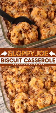 Try this family-friendly and delicious Sloppy Joe Biscuit Casserole! This main dish casserole recipe is so savory and packed with flavor that you can't resist. This yummy comfort food is easy to make and only requires a few simple ingredients. This dish is perfect for dinner and a sure win for your family or guests! Sloppy Joes Biscuits, Biscuit Casserole, Sloppy Joe Casserole, Biscuits Casserole, Main Dish Casseroles