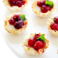 small cranberry tarts on a white plate