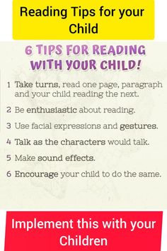 a child's guide to reading with the text, 6 tips for your child