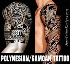 an image of a man's arm with tattoos on it and the words polynesian / saman tattoo