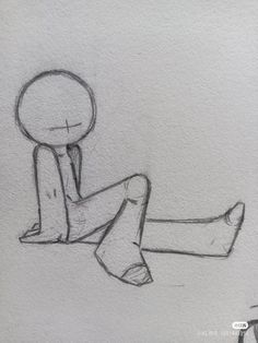 a drawing of a person sitting on the ground with their legs crossed and one foot up