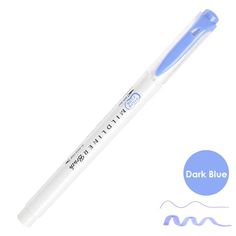 a blue marker pen with the words dark blue written on it and an image of a wave