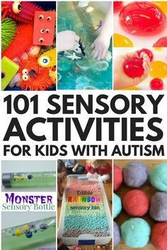 Whether you’re looking for sensory activities for babies, toddlers, preschoolers, kindergarteners, or school-aged kids, we’ve got you covered. Perfect for at home or in the classroom, we’ve collected 101 sensory activities for kids with autism and special needs to help them calm down, stimulate their senses, develop their social skills, language skills, fine motor skills, gross motor skills, and self-control skills, as well as increase their attention span and help them learn! Sensory Activities Elementary, Aba Sensory Activities, Sensory Activities For Asd, Sensory Activities For Kindergarteners, Multi Sensory Activities, Sensory Activities For Special Needs Classroom, Activities For Special Needs, Sensory Activities Special Needs, Asd Sensory Activities