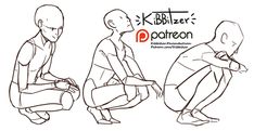 three different poses of a man sitting on the ground