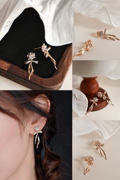 #accessories #accessory #ootd #earring #stud #jewelry #heart #bow #rhinestone