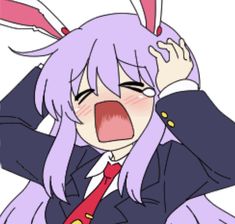 an anime character with purple hair and bunny ears