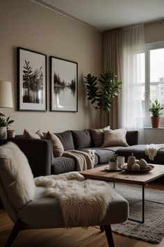 Modern Cozy Apartment Aesthetic, Rustic Apartment Decor Living Rooms, Basic Living Room Ideas, Appartment Interiors Aesthetic, Romantic Living Room Ideas, Living Room Inspo Modern Cozy, Simple Cozy Living Room, Uncluttered Living Room, Black And Neutral Living Room