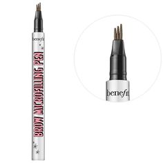 What it is: A pen for the microbladed look made easy that creates the illusion of natural brow hair with three ultrafine lines in a single stroke.What Else You Need to Know: Like a microblading appointment in your makeup bag, this eyebrow pen is a waterproof, smudge-proof ink pen that creates the illusion of real eyebrow hairs with three ultra-fine lines in a single stroke. Designed to blend in seamlessly with existing hairs, it instantly creates a microbladed effect.Clinical Results: In a self- Benefit Cosmetics Brow, Eyebrow Products, Benefit Brow, Beauty Crush, Waterproof Eyebrow Pencil, Eyebrow Pen, Full Brows, Waterproof Eyebrow, Natural Brows